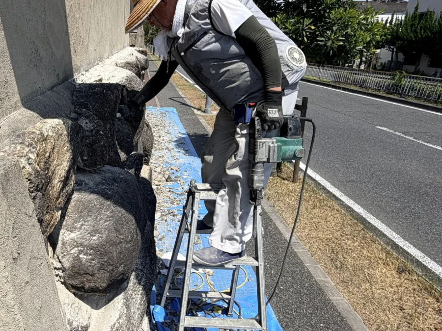 堺市南区 T様邸｜石垣モルタル補修工事